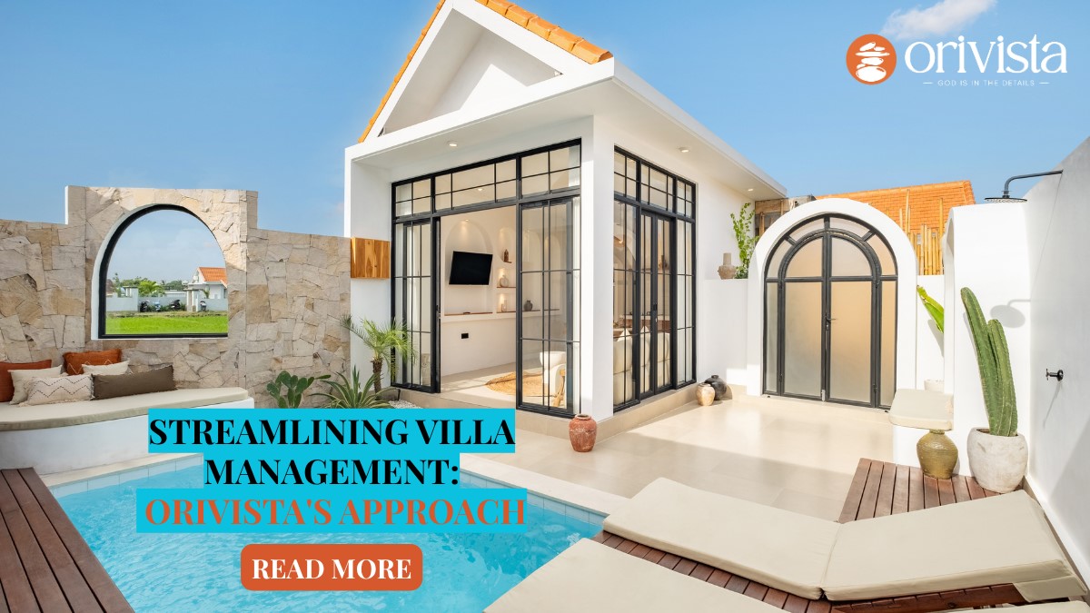 Modern tropical villa with private pool in Bali, showcasing Orivista's luxury property management approach